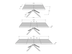 Mesa extensible 160/264x90 cm Karida Premium cemento patas blancas