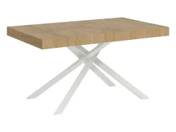 Mesa extensible 140/224x80 cm Karida roble natural patas blancas