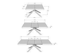 Mesa extensible 120/224x90 cm Karida cemento patas antracita