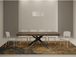 Mesa extensible 120/224x90 cm Karida Premium nogal patas antracita