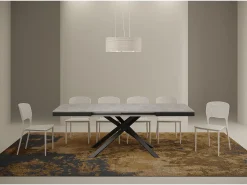 Mesa extensible 120/380x90 cm Karida Evolution cemento estructura et patas antracita