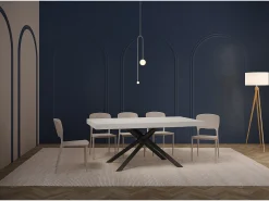Mesa extensible 200/304x90 cm Karida efecto madera fresno blanco patas antracita