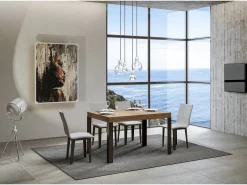 Mesa extensible 90x140/244 cm Linea Roble Natural estructura Antracita