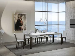 Mesa extensible 90x140/244 cm Linea Fresno Blanco estructura Antracita