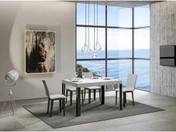 Mesa extensible 90x120/224 cm Linea Fresno Blanco estructura Antracita