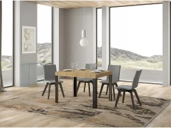 Mesa extensible 80x120/204 cm Linea Roble Natural estructura Antracita