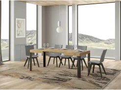 Mesa extensible 80x120/204 cm Linea Roble Natural estructura Antracita