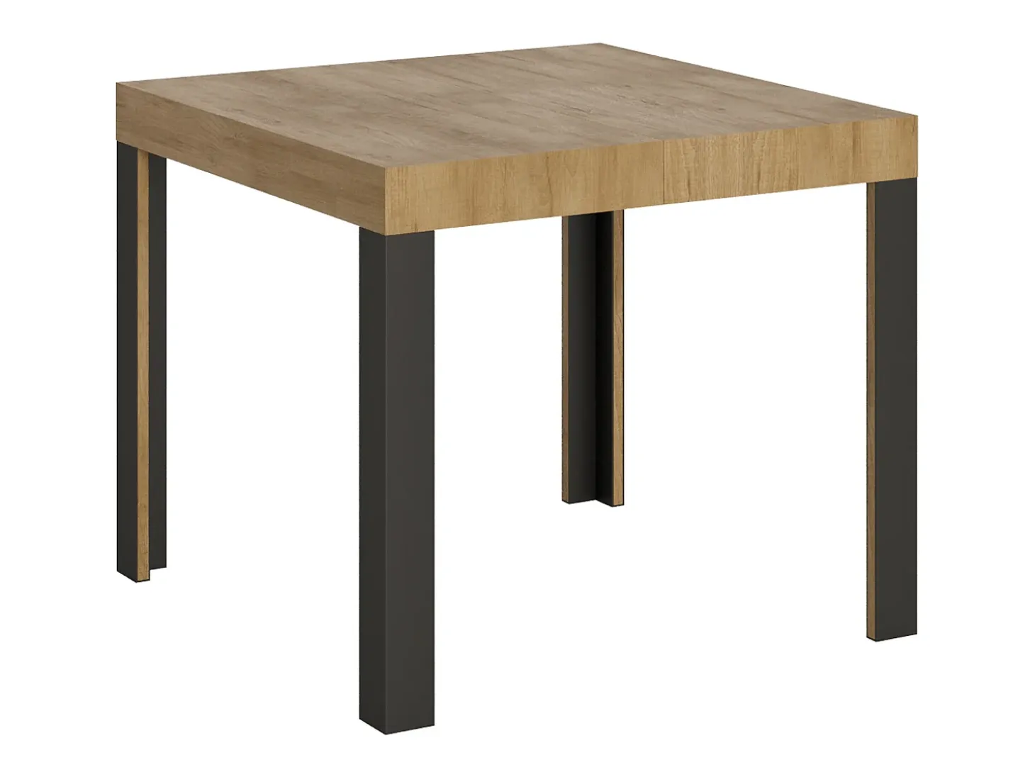 Mesa extensible 90x90/246 cm Linea Roble Natural estructura Antracita