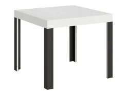 Mesa extensible 90x90/246 cm Linea Fresno Blanco estructura Antracita