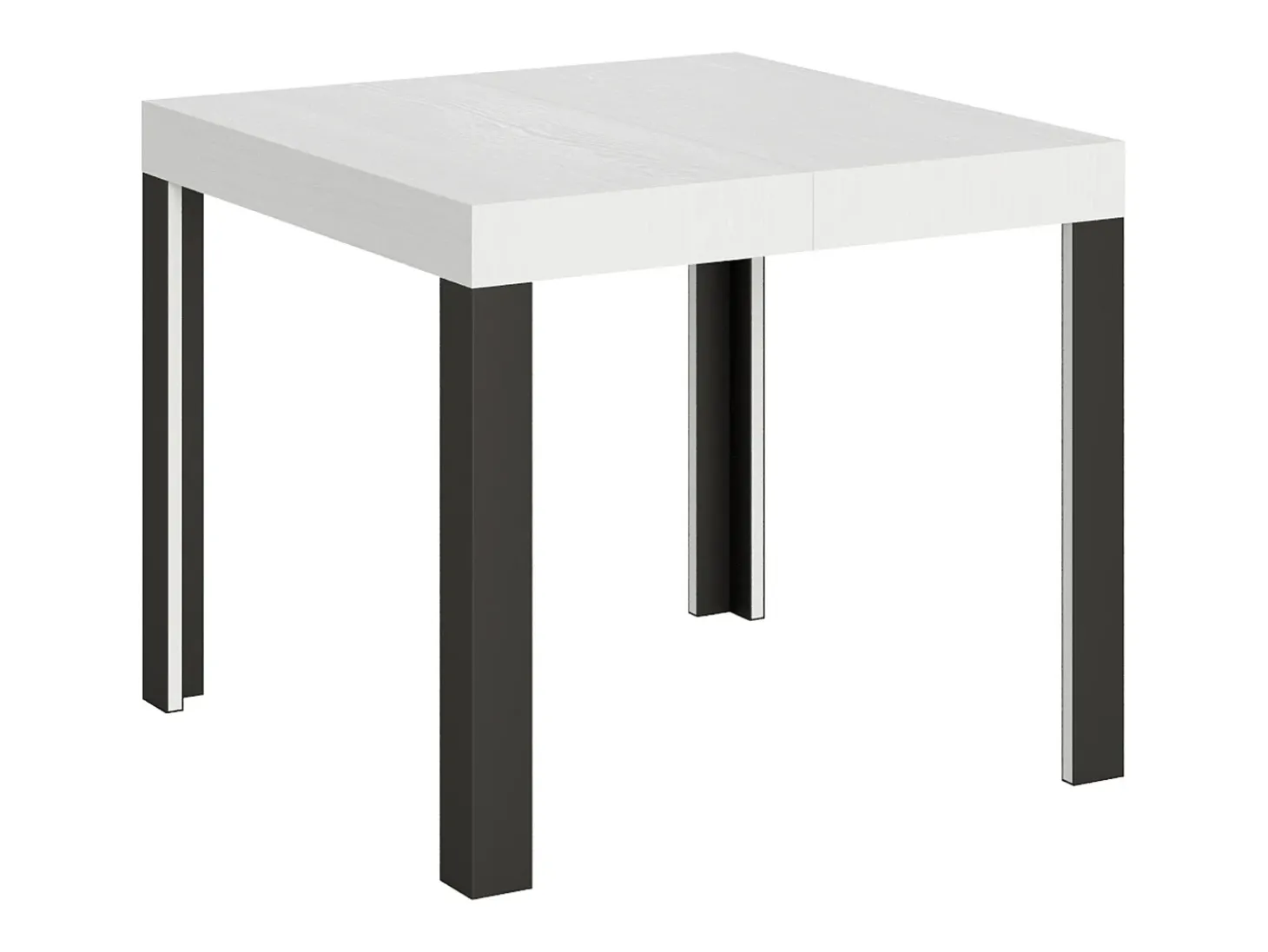 Mesa extensible 90x90/246 cm Linea Fresno Blanco estructura Antracita