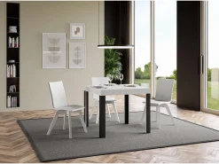 Mesa extensible 90x90/246 cm Linea Fresno Blanco estructura Antracita