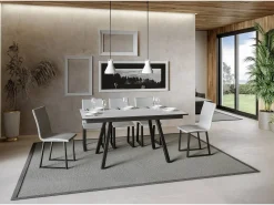 Mesa extensible 90x160/220 cm Mirhi Fresno Blanco estructura Antracita