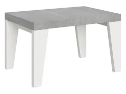 Mesa extensible 90x130/234 cm Naxy Mix tapa Cemento patas Fresno Blanco