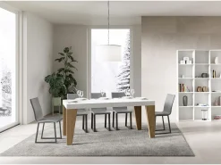 Mesa extensible 90x180/284 cm Naxy Mix Tapa Fresno Blanco - Patas Roble Nature