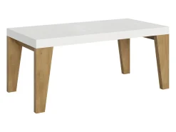 Mesa extensible 90x180/284 cm Naxy Mix Tapa Fresno Blanco - Patas Roble Nature