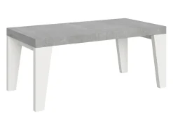 Mesa extensible 90x180/284 cm Naxy Mix Tapa Cemento - Patas Fresno Blanco