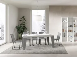 Mesa extensible 90x180/440 cm Naxy Mix Tapa fresno blanco - Patas cemento