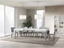 Mesa extensible 90x180/440 cm Naxy Mix Tapa fresno blanco - Patas cemento