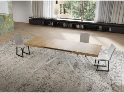 Mesa extensible 80x160/244 cm Niket roble natural patas blanca