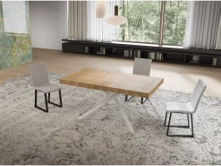 Mesa extensible 80x160/244 cm Niket roble natural patas blanca