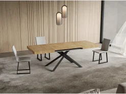 Mesa extensible 90x140/244 cm Niket roble natural patas antracita