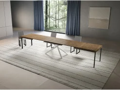 Mesa extensible 90x180/440 cm Niket Nogal patas blanco