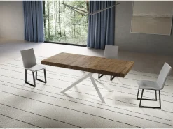 Mesa extensible 90x180/440 cm Niket Nogal patas blanco