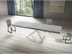 Mesa extensible 90x180/440 cm Niket Cemento patas blanco