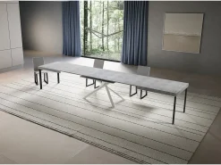 Mesa extensible 90x180/440 cm Niket Cemento patas blanco