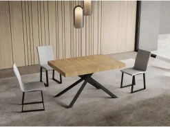 Mesa extensible 90x130/390 cm Niket Roble Natural patas Antracita