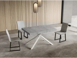 Mesa extensible 90x130/234 cm Niket cemento patas blanca