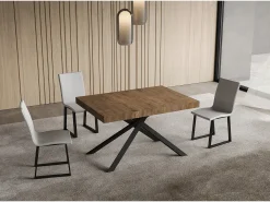 Mesa extensible 90x140/400 cm Niket Nogal patas Antracita