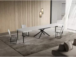 Mesa extensible 90x130/390 cm Niket Fresno Blanco patas Antracita