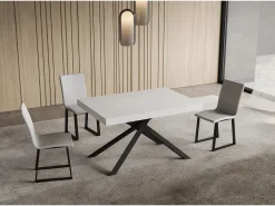 Mesa extensible 90x130/390 cm Niket Fresno Blanco patas Antracita