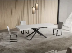 Mesa extensible 90x130/390 cm Niket Fresno Blanco patas Antracita