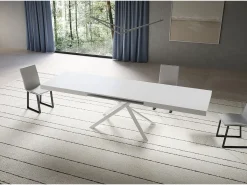 Mesa extensible 90x200/304 cm Niket fresno blanco patas blanca
