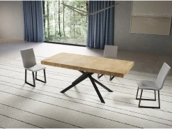 Mesa extensible 90x200/460 cm Niket Roble Natural patas Antracita