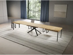 Mesa extensible 90x200/460 cm Niket Roble Natural patas Antracita