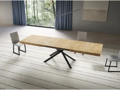 Mesa extensible 90x200/460 cm Niket Roble Natural patas Antracita