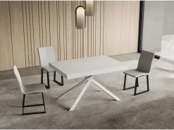 Mesa extensible 90x130/234 cm Niket fresno blanco patas blanca