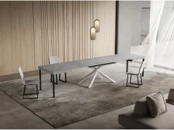 Mesa extensible 90x130/390 cm Niket Cemento patas blanco