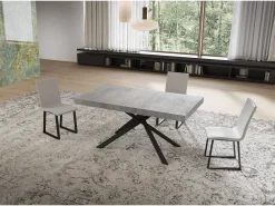 Mesa extensible 80x160/244 cm Niket cemento patas antracita