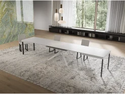 Mesa extensible 90x160/420 cm Niket Fresno Blanco patas blanco