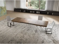 Mesa extensible 90x160/420 cm Niket Nogal patas blanco