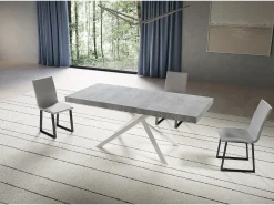 Mesa extensible 90x180/284 cm Niket cemento patas blanca