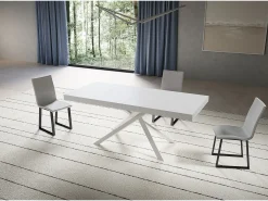Mesa extensible 90x200/460 cm Niket Fresno Blanco patas blanco