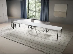 Mesa extensible 90x200/460 cm Niket Fresno Blanco patas blanco