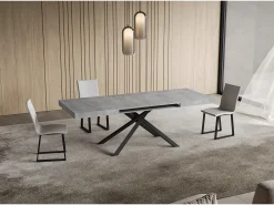 Mesa extensible 90x140/244 cm Niket cemento patas antracita