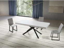 Mesa extensible 90x200/460 cm Niket Fresno Blanco patas Antracita