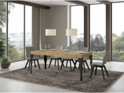 Mesa extensible 90x130/390 cm Paxon Premium Roble Natural estructura Antracita